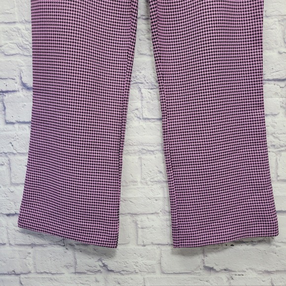 Zara Pink Herringbone Flared Ankle Pant Size XXL Dressy Casual Flat Front Career - Picture 3 of 8